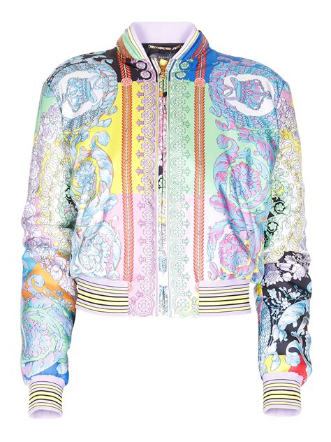 versace printed bomber|Versace trench jacket.